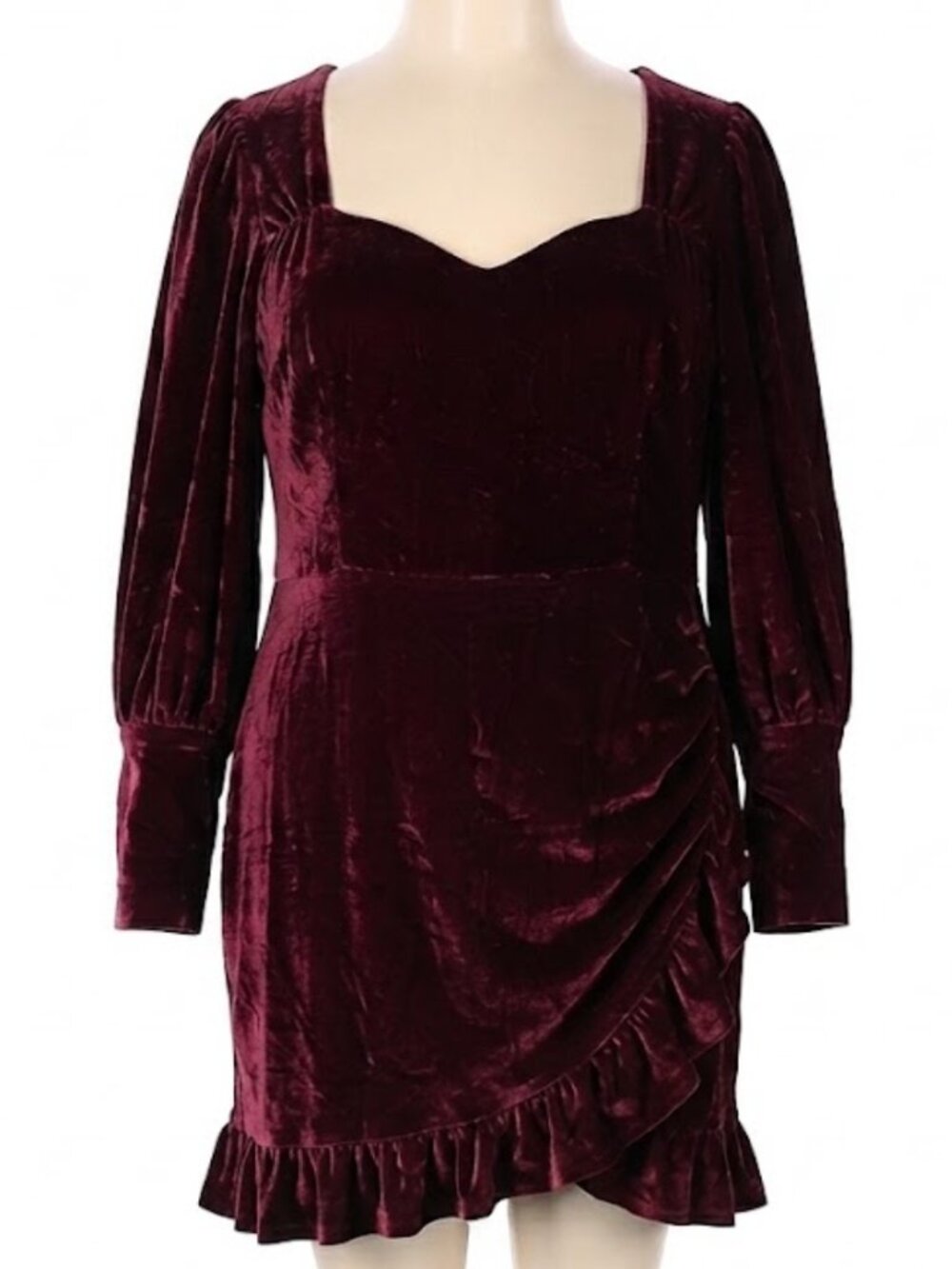 Reformation Plus Size 24 Burgundy Velvet Long Sleeve Dress